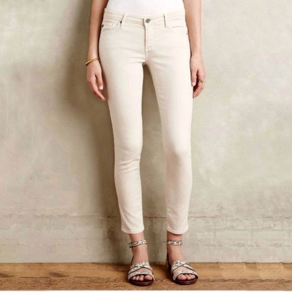 AG The Stevie Ankle Slim Straight Ivory Corduroy Jeans Size 27